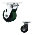 Heavy Duty Red Polyurethane Casters 144mm Length Zinc Painted Dual Ball Bearings