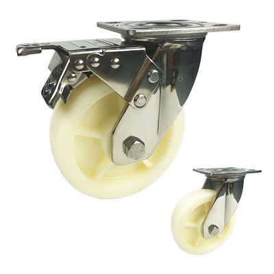 8" Solid PA 880LBS Capacity 304 Stainless Steel Double Brake Swivel Casters