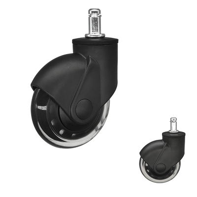 3 Inch Grip Ring Stem Soft PU Wheels Transparent Swivel Plug In Office Chair Casters