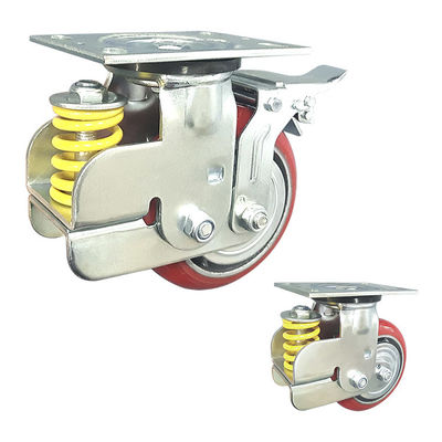 300kg Loading 6 Inch Polyurethane Wheels , ISO9001 Spring Loaded Caster Wheel