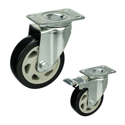 150mm Total Brake Threaded Stem Hollow Core Ball Bearing Medium Duty Casters