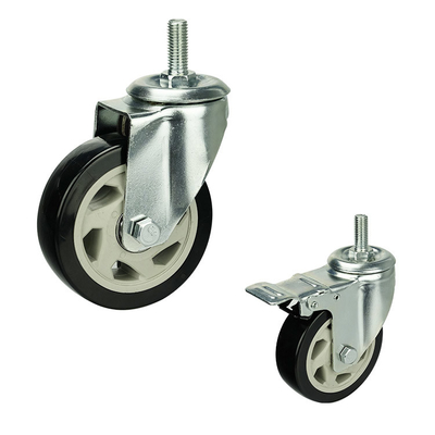 150mm Total Brake Threaded Stem Hollow Core Ball Bearing Medium Duty Casters