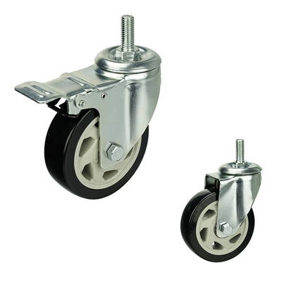 150mm Total Brake Threaded Stem Hollow Core Ball Bearing Medium Duty Casters