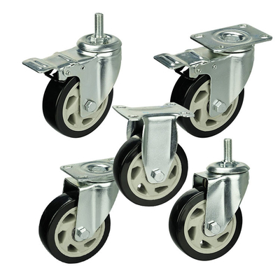 150mm Total Brake Threaded Stem Hollow Core Ball Bearing Medium Duty Casters