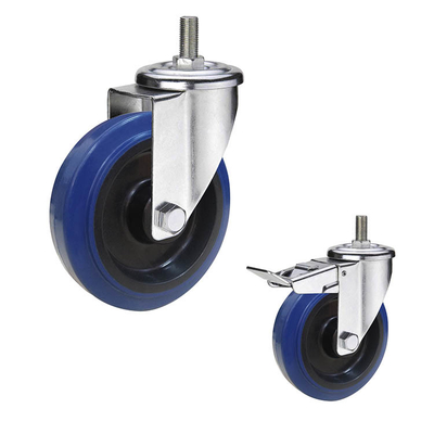 Customizable Bolt Hole Swivel Soft Rubber Caster Wheels 200mm Size