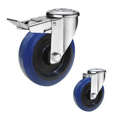 Customizable Bolt Hole Swivel Soft Rubber Caster Wheels 200mm Size