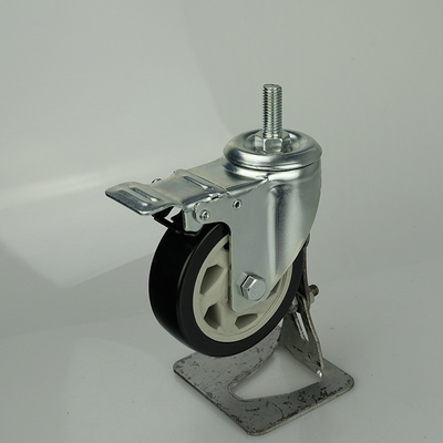 150mm Total Brake Threaded Stem Hollow Core Ball Bearing Medium Duty Casters