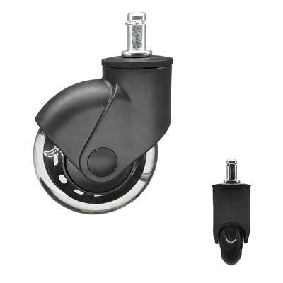 3 Inch Grip Ring Stem Soft PU Wheels Transparent Swivel Plug In Office Chair Casters
