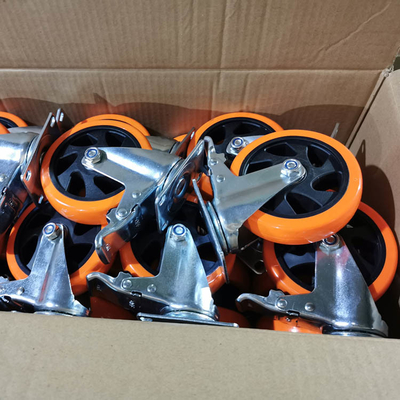 5 Inch Meidum Duty Orange PVC Hollow Core Wheel Swivel Casters With Double Brakes YLcaster