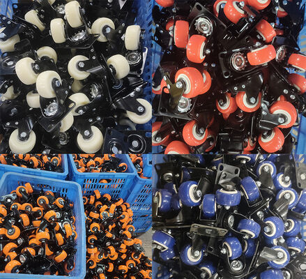 Rodas giratórias de borracha preto azul verde Material da roda borracha de aço e de borracha de núcleo de PP projetado para manobrabilidade suave