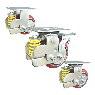 300kg Loading 6 Inch Polyurethane Wheels , ISO9001 Spring Loaded Caster Wheel